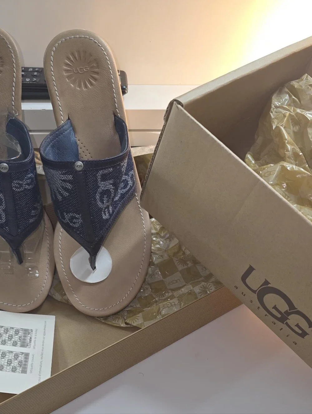 UGG AUSTRALLA SOLENA DENIM SANDALS 8.5 NWT